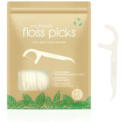 Carehabi 75 Minz Zahnseide Stick für die Zahnpflege, Hergestellt aus Biologisch Abbaubarem PLA-Material – Dental Floss zum Entfernen von Zahnbelag und Speiseresten Carehabi 75 Minz Zahnseide Stick für die Zahnpflege, Hergestellt aus Biologisch Abbaubarem PLA-Material – Dental Floss zum Entfernen von Zahnbelag und Speiseresten