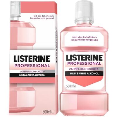 Listerine Professional Zahnfleischschutz+, antibakterielle Mundspülung, bietet in nur 1 Woche effektiven Zahnfleischschutz im Vergleich zu Zähneputzen allein, milde Mundspülung ohne Alkohol, 500 ml Listerine Professional Zahnfleischschutz+, antibakterielle Mundspülung, bietet in nur 1 Woche effektiven Zahnfleischschutz im Vergleich zu Zähneputzen allein, milde Mundspülung ohne Alkohol, 500 ml