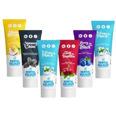 DENTAL DELIGHT Zahnpasta, Vegane Zahnpasta mit Geschmack, Zahncreme, Minze, Ananas, Kirsche, Black, Berry, Eukalyptur (6er Mix-Paket) DENTAL DELIGHT Zahnpasta, Vegane Zahnpasta mit Geschmack, Zahncreme, Minze, Ananas, Kirsche, Black, Berry, Eukalyptur (6er Mix-Paket)