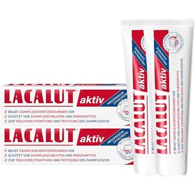 Lacalut aktiv Doppelpack 2 x 75ml, Zahnpasta, sofort spürbare Straffung und Festigung des Zahnfleischs, effektive Zahnpflege & Zahnfleischpflege Lacalut aktiv Doppelpack 2 x 75ml, Zahnpasta, sofort spürbare Straffung und Festigung des Zahnfleischs, effektive Zahnpflege & Zahnfleischpflege