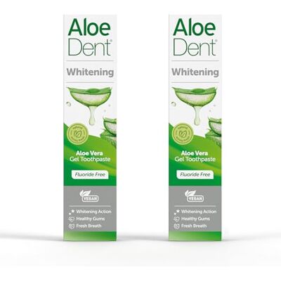 Aloe Dent AloeDent Aloe Vera Whitening Zahnpasta ohne Fluorid 2 x 100ml Natürliche Pfefferminze, SLS-frei, natürlich weiße Zähne & gesundes Zahnfleisch, Vegan Aloe Dent AloeDent Aloe Vera Whitening Zahnpasta ohne Fluorid 2 x 100ml Natürliche Pfefferminze, SLS-frei, natürlich weiße Zähne & gesundes Zahnfleisch, Vegan