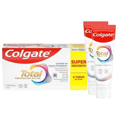 Colgate Total Activa Original Zahnpasta, 2 x 75 ml Vollständiger 24-Stunden-Schutz, bekämpft 8 Mundprobleme Colgate Total Activa Original Zahnpasta, 2 x 75 ml Vollständiger 24-Stunden-Schutz, bekämpft 8 Mundprobleme