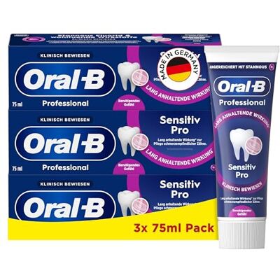 Oral-B Professional Sensitiv Pro Beruhigendes Gefühl Zahnpasta 3x75ml, Zahncreme/Toothpaste, Made in Germany, Eukalyptus und Minze Geschmack Oral-B Professional Sensitiv Pro Beruhigendes Gefühl Zahnpasta 3x75ml, Zahncreme/Toothpaste, Made in Germany, Eukalyptus und Minze Geschmack
