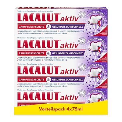 Lacalut aktiv Zahnfleischschutz & Gesunder Zahnschmelz 4er-Pack (4x75ml) Medizinische Zahnpasta für starken Zahnschmelz, gesundes Zahnfleisch & natürlich weisse Zähne Lacalut aktiv Zahnfleischschutz & Gesunder Zahnschmelz 4er-Pack (4x75ml) Medizinische Zahnpasta für starken Zahnschmelz, gesundes Zahnfleisch & natürlich weisse Zähne