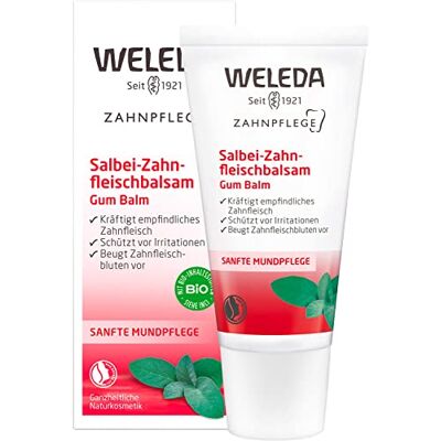 WELEDA Bio Salbei Zahnfleischbalsam Naturkosmetik Zahnpflege Gel kräftigt empfindliches Zahnfleisch. Milde Zahnpasta zur regelmäßigen Mundhygiene sorgt für einen frischen Atem (1x 30 ml) WELEDA Bio Salbei Zahnfleischbalsam Naturkosmetik Zahnpflege Gel kräftigt empfindliches Zahnfleisch. Milde Zahnpasta zur regelmäßigen Mundhygiene sorgt für einen frischen Atem (1x 30 ml)