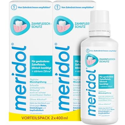 Meridol Mundspülung 2x400ml antibakterieller Effekt für gesunde Zähne & Zahnfleisch, ohne Alkohol Meridol Mundspülung 2x400ml antibakterieller Effekt für gesunde Zähne & Zahnfleisch, ohne Alkohol