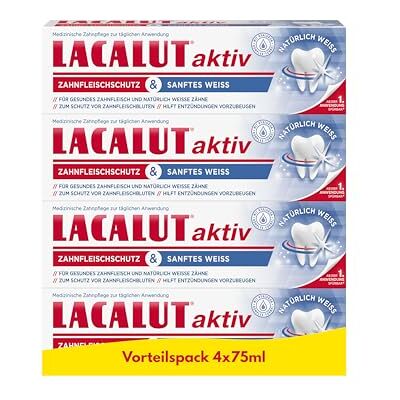 Lacalut aktiv Zahnfleischschutz & Sanftes Weiß Zahncreme 4er-Pack (4x75ml) Medizinische Zahnpasta für gesundes Zahnfleisch und natürlich weiße Zähne Lacalut aktiv Zahnfleischschutz & Sanftes Weiß Zahncreme 4er-Pack (4x75ml) Medizinische Zahnpasta für gesundes Zahnfleisch und natürlich weiße Zähne