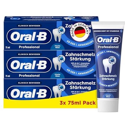 Oral-B Professional Zahnschmelz Stärkung Zahnpasta 3x75ml, Zahncreme/Toothpaste, Made in Germany, Frische Minze Geschmack Oral-B Professional Zahnschmelz Stärkung Zahnpasta 3x75ml, Zahncreme/Toothpaste, Made in Germany, Frische Minze Geschmack
