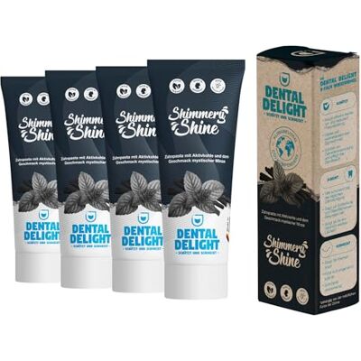 DENTAL DELIGHT Whitening Shimmery Shine Zahnpasta mit Aktivkohle, Vegane Zahnpasta mit Geschmack, Zahncreme (Aktivkohle-Minze, 4er Pack) DENTAL DELIGHT Whitening Shimmery Shine Zahnpasta mit Aktivkohle, Vegane Zahnpasta mit Geschmack, Zahncreme (Aktivkohle-Minze, 4er Pack)