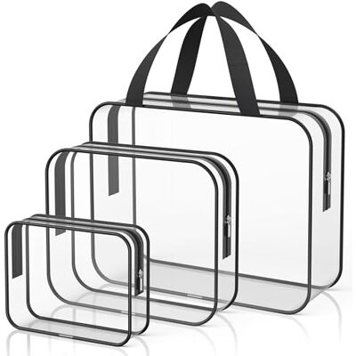 Cheerhom Kulturtasche Transparent, 3 Stück Kosmetiktasche Reise, Handgepäck Tasche, Flugzeug Gadgets, Reisezubehör, Handgepäck Flüssigkeiten, kulturbeutel für Herren Damen Cheerhom Kulturtasche Transparent, 3 Stück Kosmetiktasche Reise, Handgepäck Tasche, Flugzeug Gadgets, Reisezubehör, Handgepäck Flüssigkeiten, kulturbeutel für Herren Damen