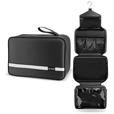 Carttiya Kulturbeutel zum Aufhängen, Kulturbeutel Herren Damen, Kosmetiktasche Groß Waschtasche Reise Waschbeutel Cosmetic Bag Makeup Tasche Kulturtaschen Toilettentasche mit Haken (Schwarz) Carttiya Kulturbeutel zum Aufhängen, Kulturbeutel Herren Damen, Kosmetiktasche Groß Waschtasche Reise Waschbeutel Cosmetic Bag Makeup Tasche Kulturtaschen Toilettentasche mit Haken (Schwarz)