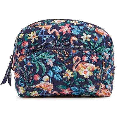 Vera Bradley Große Kosmetiktasche für Damen aus Baumwolle, Flamingo-Garten, Einheitsgröße Vera Bradley Große Kosmetiktasche für Damen aus Baumwolle, Flamingo-Garten, Einheitsgröße