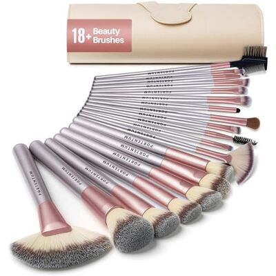 PORTENTUM Professionelle Kosmetik Make-Up 18 Stück Pinsel Werkzeuge Kosmetik Make-Up-Pinsel-Set Mit Roll Up Pu-Leder Tasche, Holzgriff PORTENTUM Professionelle Kosmetik Make-Up 18 Stück Pinsel Werkzeuge Kosmetik Make-Up-Pinsel-Set Mit Roll Up Pu-Leder Tasche, Holzgriff