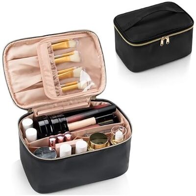 ASelected Kulturtasche Damen Groß Makeup Bag Wasserdichtem Kosmetiktasche mit Bürstenfach PU Leder Tragbare Makeup Bag für Wochenendausflüge oder den Täglichen Gebrauch ASelected Kulturtasche Damen Groß Makeup Bag Wasserdichtem Kosmetiktasche mit Bürstenfach PU Leder Tragbare Makeup Bag für Wochenendausflüge oder den Täglichen Gebrauch