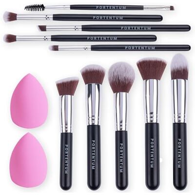 PORTENTUM Pinselset Makeup Professionelles 10+2 Stück Foundation Make up Pinsel Set Premium Puderpinsel Lidschatten Blush Schminkpinsel Set Beauty Schwamm PORTENTUM Pinselset Makeup Professionelles 10+2 Stück Foundation Make up Pinsel Set Premium Puderpinsel Lidschatten Blush Schminkpinsel Set Beauty Schwamm
