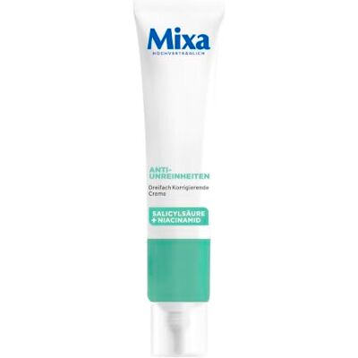 Mixa Anti-Unreinheiten Dreifachkorrigierende Gesichtscreme, Akne Unreine Empfindliche Haut, Salicylsäure Niacinamid Mitesser Pickel Akne-Male Reduktion Mattierend Dermatologisch Getestet, 40 ml Mixa Anti-Unreinheiten Dreifachkorrigierende Gesichtscreme, Akne Unreine Empfindliche Haut, Salicylsäure Niacinamid Mitesser Pickel Akne-Male Reduktion Mattierend Dermatologisch Getestet, 40 ml