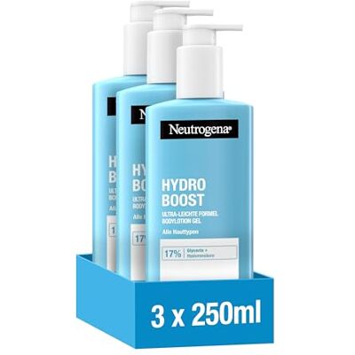 Neutrogena Hydro Boost Bodylotion Gel(3x250ml), ultra-leichte Formel für geschmeidige Haut, feuchtigkeitsspendende Körperlotion mit 17% Glycerin + Hyaluronsäure, Körpercreme-Gel für alle Hauttypen Neutrogena Hydro Boost Bodylotion Gel(3x250ml), ultra-leichte Formel für geschmeidige Haut, feuchtigkeitsspendende Körperlotion mit 17% Glycerin + Hyaluronsäure, Körpercreme-Gel für alle Hauttypen