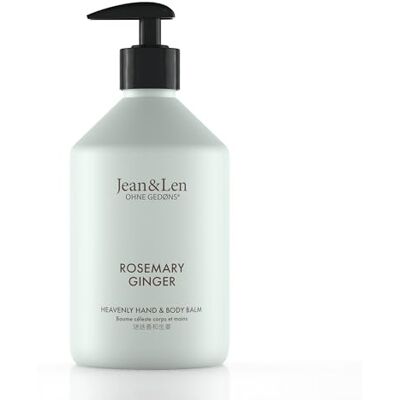 Jean & Len Heavenly Hand- & Body Balm Rosemary & Ginger, für ein duftendes Pflegeerlebnis, mit Bio-Arganöl und Sheabutter, Hochwertige Flasche, ohne Parabene & Silikone, 500 ml Jean & Len Heavenly Hand- & Body Balm Rosemary & Ginger, für ein duftendes Pflegeerlebnis, mit Bio-Arganöl und Sheabutter, Hochwertige Flasche, ohne Parabene & Silikone, 500 ml