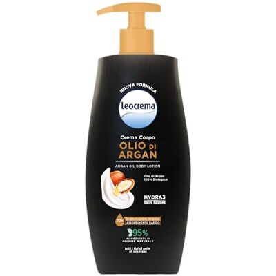 Leocrema Körpercreme mit 100% biologischem Arganöl und Hydra 3 Skin Serum, Feuchtigkeit für 72 Stunden, schnell einziehend, 500 ml Leocrema Körpercreme mit 100% biologischem Arganöl und Hydra 3 Skin Serum, Feuchtigkeit für 72 Stunden, schnell einziehend, 500 ml