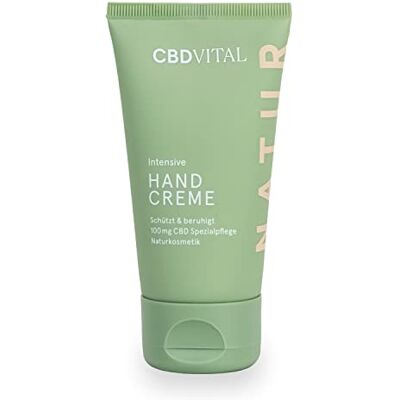 CBDVITAL by VITRASAN CBD Handcreme Schnell einziehend für trockene Hände Naturkosmetik Wirkt besonders beruhigend bei empfindlicher Haut 100% vegan 100 mg Cannabidiol Für Männer & Frauen CBDVITAL CBDVITAL by VITRASAN CBD Handcreme Schnell einziehend für trockene Hände Naturkosmetik Wirkt besonders beruhigend bei empfindlicher Haut 100% vegan 100 mg Cannabidiol Für Männer & Frauen CBDVITAL