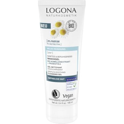 LOGONA Naturkosmetik PUR Sanftes & beruhigendes Waschgel mit Bio-Kamillenextrakt & Probiotika, pH-hautneutrales Reinigungsgel für empfindliche Haut, für eine reine Gesichtshaut, 100ml LOGONA Naturkosmetik PUR Sanftes & beruhigendes Waschgel mit Bio-Kamillenextrakt & Probiotika, pH-hautneutrales Reinigungsgel für empfindliche Haut, für eine reine Gesichtshaut, 100ml