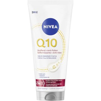 Beiersdorf NIVEA Body Q10 Straffend + Anti-Falten Hals & Dekolleté Creme, nährende Body Lotion mit purem Q10, Kreatin und Provitamin B5, straffende Körpercreme für reife und trockene Haut (200 ml) Beiersdorf NIVEA Body Q10 Straffend + Anti-Falten Hals & Dekolleté Creme, nährende Body Lotion mit purem Q10, Kreatin und Provitamin B5, straffende Körpercreme für reife und trockene Haut (200 ml)