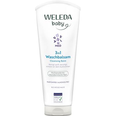 WELEDA Bio Baby Med 3in1 Waschbalsam Weiße Malve Naturkosmetik Duschgel/Shampoo mit Kokosöl & Mandelöl für hochsensible bis neurodermitische Haut reinigt die Haut sanft (vegan, 200ml) WELEDA Bio Baby Med 3in1 Waschbalsam Weiße Malve Naturkosmetik Duschgel/Shampoo mit Kokosöl & Mandelöl für hochsensible bis neurodermitische Haut reinigt die Haut sanft (vegan, 200ml)