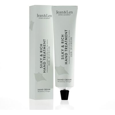 Jean & Len Silky & Rich Treatment Rosemary & Ginger, 100% recyclebare Alutube (ohne Deckel), reichhaltige Handcreme, sorgt für weiche Hände, ohne Parabene & Silikone, 75 ml Jean & Len Silky & Rich Treatment Rosemary & Ginger, 100% recyclebare Alutube (ohne Deckel), reichhaltige Handcreme, sorgt für weiche Hände, ohne Parabene & Silikone, 75 ml