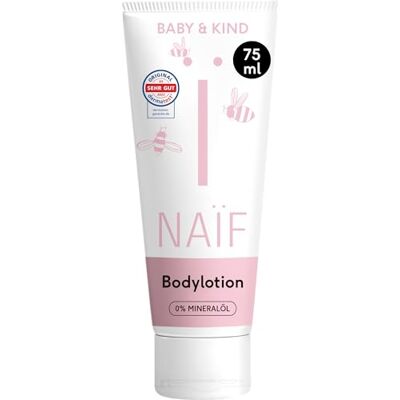 Naïf Pflegende Bodylotion für Baby und Kinder Babycreme für empfindliche Haut Ohne Mineralöl Mit Inhaltsstoffen auf natürlicher Basis Zieht schnell ein Vegan 75ml Naïf Pflegende Bodylotion für Baby und Kinder Babycreme für empfindliche Haut Ohne Mineralöl Mit Inhaltsstoffen auf natürlicher Basis Zieht schnell ein Vegan 75ml