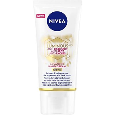 NIVEA Luminous 630 Anti Dark Spot Advanced Handcreme, 50 ml, Hautcreme angereichert mit Hyaluronsäure, pflegende Handcreme für leuchtende Haut NIVEA Luminous 630 Anti Dark Spot Advanced Handcreme, 50 ml, Hautcreme angereichert mit Hyaluronsäure, pflegende Handcreme für leuchtende Haut