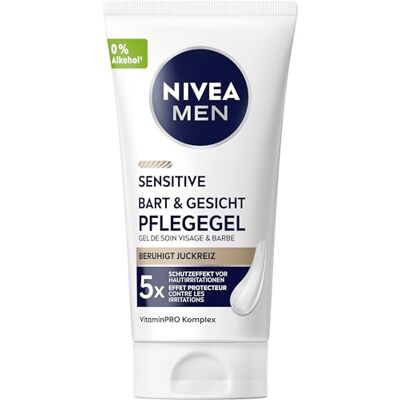 NIVEA MEN Sensitive Bart & Gesicht Pflege-Gel, schnell einziehende Bartpflege für empfindliche Männerhaut, beruhigende Gesichtspflege zur Linderung von Hautirritationen (50 ml) NIVEA MEN Sensitive Bart & Gesicht Pflege-Gel, schnell einziehende Bartpflege für empfindliche Männerhaut, beruhigende Gesichtspflege zur Linderung von Hautirritationen (50 ml)