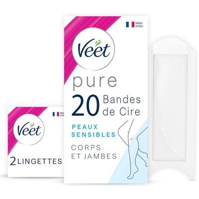 Veet Pure – 20 Kaltwachsstreifen für Körper und Beine – empfindliche Haut – empfohlen von Dermatologen – langanhaltende Haarentfernung Veet Pure – 20 Kaltwachsstreifen für Körper und Beine – empfindliche Haut – empfohlen von Dermatologen – langanhaltende Haarentfernung