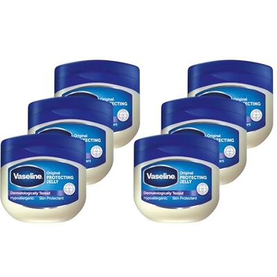 Vaseline Original Protecting Jelly, Schützende und Reparierende Creme, Geeignet für Empfindliche Haut, Genährte Trockene Haut, Regenerierte Hautbarriere, Mit Reinem -Gel, 6x 50 ml Vaseline Original Protecting Jelly, Schützende und Reparierende Creme, Geeignet für Empfindliche Haut, Genährte Trockene Haut, Regenerierte Hautbarriere, Mit Reinem -Gel, 6x 50 ml
