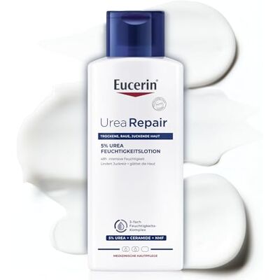 Eucerin UreaRepair 5% Urea Feuchtigkeitslotion, Körpercreme Spendet 48h Feuchtigkeit, mit pflegenden Ceramiden & Urea, mildert Spannungsgefühle, für trockene Haut Eucerin UreaRepair 5% Urea Feuchtigkeitslotion, Körpercreme Spendet 48h Feuchtigkeit, mit pflegenden Ceramiden & Urea, mildert Spannungsgefühle, für trockene Haut