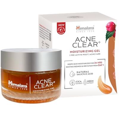 Himalaya Acne Clear+ Feuchtigkeitsgel, 50ml – Salicylsäure, CICA & Neem – 24-Stunden-Feuchtigkeitsversorgung, lindert Rötungen – Bekämpft 5 Anzeichen von Akne – 97% natürlichen Ursprungs Himalaya Acne Clear+ Feuchtigkeitsgel, 50ml – Salicylsäure, CICA & Neem – 24-Stunden-Feuchtigkeitsversorgung, lindert Rötungen – Bekämpft 5 Anzeichen von Akne – 97% natürlichen Ursprungs