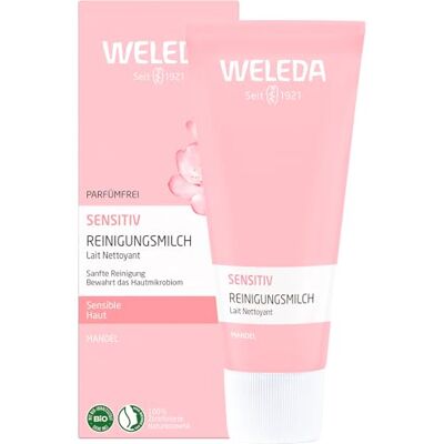 WELEDA Mandel Sensitiv Reinigungsmilch 75 ml vegan porentiefe Reinigung Mandelöl Pflaumenkernöl, unparfümiert rückfettend, entfernt Make-up, für Neurodermitiker geeignet, auch sensible Haut WELEDA Mandel Sensitiv Reinigungsmilch 75 ml vegan porentiefe Reinigung Mandelöl Pflaumenkernöl, unparfümiert rückfettend, entfernt Make-up, für Neurodermitiker geeignet, auch sensible Haut