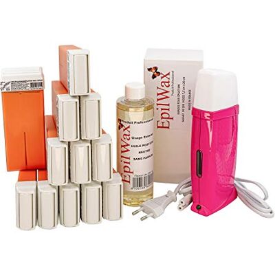 EpilWax Royal Enthaarungsset Komplett mit: Professionellem Wachswärmer,12 Roll-On Wachs 100 ml Argan 100 Enthaarungsstreifen, 1 Flasche 250 ml Öl nach der Enthaarung (Royal Serie Argan 12) EpilWax Royal Enthaarungsset Komplett mit: Professionellem Wachswärmer,12 Roll-On Wachs 100 ml Argan 100 Enthaarungsstreifen, 1 Flasche 250 ml Öl nach der Enthaarung (Royal Serie Argan 12)