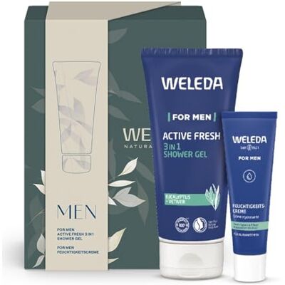 WELEDA Bio Geschenk Set MEN Naturkosmetik Geschenkbox Pflegeset bestehend aus For Men Active Fresh 3in1 Duschgel & Männer Feuchtigkeitscreme. Optimal zur täglichen Pflege von Gesicht und Körper WELEDA Bio Geschenk Set MEN Naturkosmetik Geschenkbox Pflegeset bestehend aus For Men Active Fresh 3in1 Duschgel & Männer Feuchtigkeitscreme. Optimal zur täglichen Pflege von Gesicht und Körper