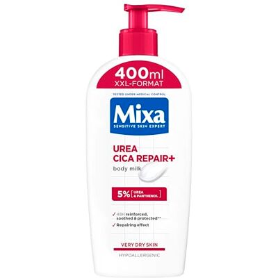 Mixa Urea Cica Body Lotion XXL, mit Urea & regenerierendem Panthenol, beruhigende & schützende Körpermilch, für trockene Haut, hochverträglich, beugt Hautirritationen vor Urea Cica Repair+, 400 ml Mixa Urea Cica Body Lotion XXL, mit Urea & regenerierendem Panthenol, beruhigende & schützende Körpermilch, für trockene Haut, hochverträglich, beugt Hautirritationen vor Urea Cica Repair+, 400 ml