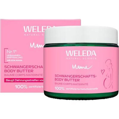 WELEDA Bio Mama Schwangerschaft Body Butter – Naturkosmetik Babybauch Massage Körperbutter zur Dehnungsstreifen Vorbeugung. Hautpflege Narbensalbe mit Sheabutter & Kakaobutter (vegan, 150ml) WELEDA Bio Mama Schwangerschaft Body Butter – Naturkosmetik Babybauch Massage Körperbutter zur Dehnungsstreifen Vorbeugung. Hautpflege Narbensalbe mit Sheabutter & Kakaobutter (vegan, 150ml)