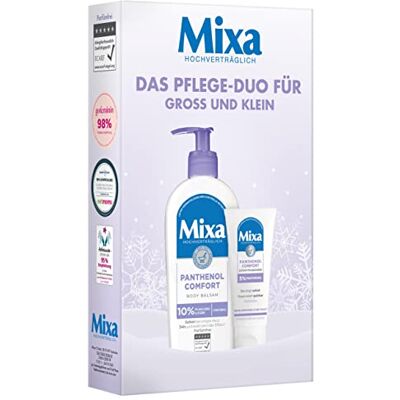 Mixa Panthenol Pflege-Set mit Sofort Pflegecreme (50 ml) für Body Lotion (250 ml), für empfindliche, trockene & irritierte Haut, Mit Panthenol und Glycerin, Panthenol Comfort Set (2-Teilig) Mixa Panthenol Pflege-Set mit Sofort Pflegecreme (50 ml) für Body Lotion (250 ml), für empfindliche, trockene & irritierte Haut, Mit Panthenol und Glycerin, Panthenol Comfort Set (2-Teilig)