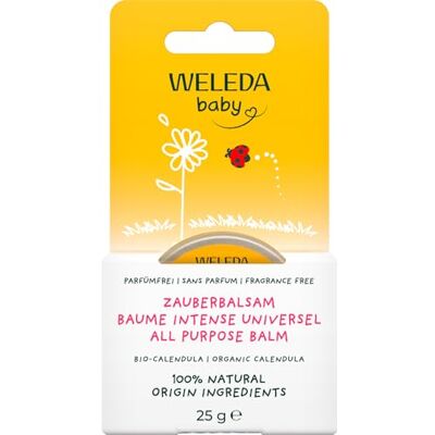 WELEDA Bio Baby Calendula Zauberbalsam Naturkosmetik Universal Balsam für Gesicht & Körper zur Pflege & Beruhigung trockener Haut und Lippen. Reichhaltiger Allzweckbalsam für Babys & Kinder (1x 25g) WELEDA Bio Baby Calendula Zauberbalsam Naturkosmetik Universal Balsam für Gesicht & Körper zur Pflege & Beruhigung trockener Haut und Lippen. Reichhaltiger Allzweckbalsam für Babys & Kinder (1x 25g)