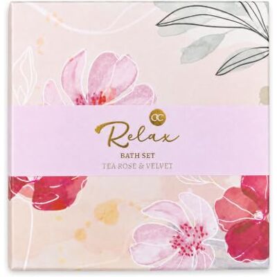 accentra Wellness Geschenkset RELAX mit Tea Rose & Velvet Duft, 5-teilig Wellnesspaket für Frauen: Körperbutter, Handcreme, Seife, Badebombe und Glaswindlicht, für Verwöhnmomente zuhause accentra Wellness Geschenkset RELAX mit Tea Rose & Velvet Duft, 5-teilig Wellnesspaket für Frauen: Körperbutter, Handcreme, Seife, Badebombe und Glaswindlicht, für Verwöhnmomente zuhause
