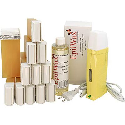 EpilWax Royal Complete Epilation Kit mit: Professionellem Wachswärmer,12 Roll-On Wachs 100 ml Honig 100 Epilationsstreifen, 1 Flasche 250 ml Öl nach der Epilation (Royal Serie Honig 12) EpilWax Royal Complete Epilation Kit mit: Professionellem Wachswärmer,12 Roll-On Wachs 100 ml Honig 100 Epilationsstreifen, 1 Flasche 250 ml Öl nach der Epilation (Royal Serie Honig 12)