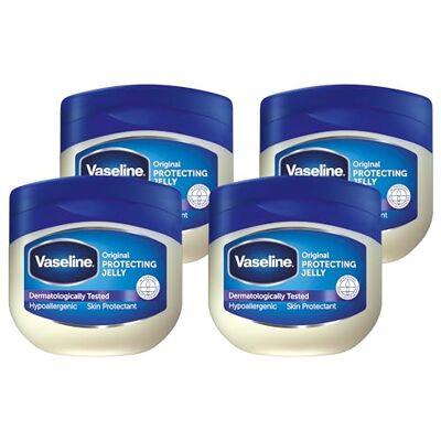 Vaseline Original Protecting Jelly, Schützende und Reparierende Creme, Geeignet für Empfindliche Haut, Genährte Trockene Haut, Regenerierte Hautbarriere, Mit Reinem -Gel, 4x 100 ml Vaseline Original Protecting Jelly, Schützende und Reparierende Creme, Geeignet für Empfindliche Haut, Genährte Trockene Haut, Regenerierte Hautbarriere, Mit Reinem -Gel, 4x 100 ml