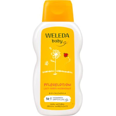 WELEDA Bio Baby Calendula Pflegemilch Naturkosmetik Bodylotion mit Mandelöl & Bienenwachs zur Pflege & Reinigung von trockener Baby Haut. Milde Hautpflege Lotion für Babys und Kinder (1x 200ml) WELEDA Bio Baby Calendula Pflegemilch Naturkosmetik Bodylotion mit Mandelöl & Bienenwachs zur Pflege & Reinigung von trockener Baby Haut. Milde Hautpflege Lotion für Babys und Kinder (1x 200ml)