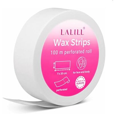 LALILL Wachsstreifen Haarentfernung Rolle 100 m, perforiert 7x20 cm für Gesicht, Körper & Intimbereich Vliesstreifen für Warmwachs, Kaltwachs, Sugaring Paste Wax Strips hautschonende & reißfeste LALILL Wachsstreifen Haarentfernung Rolle 100 m, perforiert 7x20 cm für Gesicht, Körper & Intimbereich Vliesstreifen für Warmwachs, Kaltwachs, Sugaring Paste Wax Strips hautschonende & reißfeste