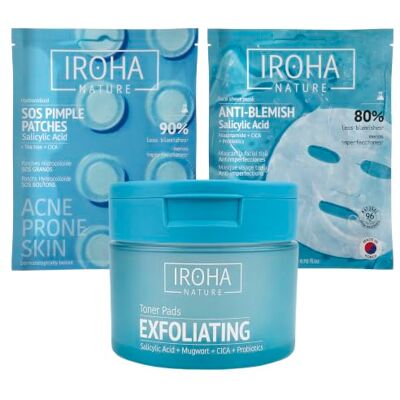 IROHA NATURE Anti-Akne-Packung mit Salicylsäure für zu Akne neigende Haut, praktische Routine IROHA NATURE Anti-Akne-Packung mit Salicylsäure für zu Akne neigende Haut, praktische Routine