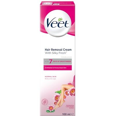 Veet Haarentfernungscreme/Enthaarungscreme/Lotusmilch & Jasmin/seidig glatte Haut/sexy Beine/normale Haut/ 3 Minuten Einwirkzeit/ 100ml Veet Haarentfernungscreme/Enthaarungscreme/Lotusmilch & Jasmin/seidig glatte Haut/sexy Beine/normale Haut/ 3 Minuten Einwirkzeit/ 100ml