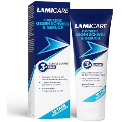 LAMICARE Fußcreme gegen Schweiß & Geruch – Hilfe bei Fußschweiß & Fußgeruch – bis zu 10 Tage Schutz vor Schweiß* – bis zu 48h Geruchskontrolle – schnell einziehende Creme für schwitzende Füße – 75 ml LAMICARE Fußcreme gegen Schweiß & Geruch – Hilfe bei Fußschweiß & Fußgeruch – bis zu 10 Tage Schutz vor Schweiß* – bis zu 48h Geruchskontrolle – schnell einziehende Creme für schwitzende Füße – 75 ml